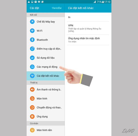 Chọn các mạng di động